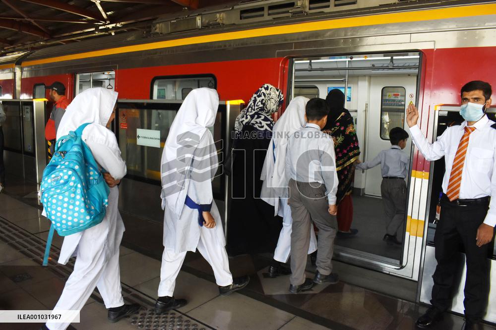 PAKISTAN-LAHORE-CHINA-CPEC-ORANGE LINE METRO TRAIN-CONVENIENCE