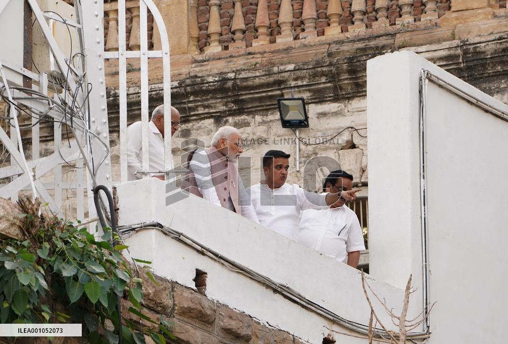 INDIA-GUJARAT-BRIDGE COLLAPSE-PM-INSPECTION
