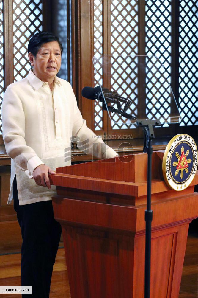 Philippine President Marcos at palace ceremony