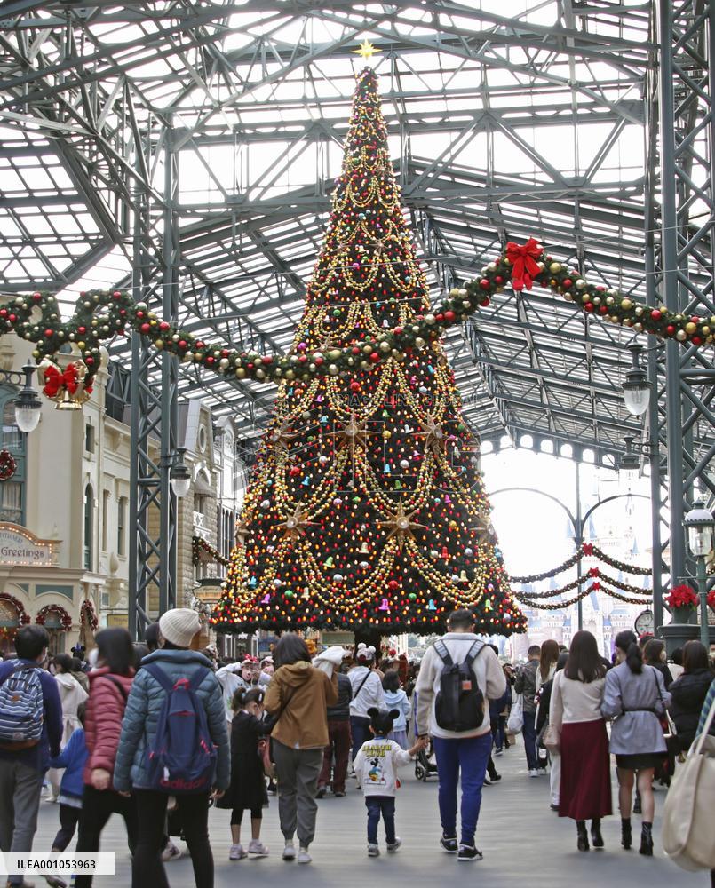 Christmas decorations at Tokyo Disneyland