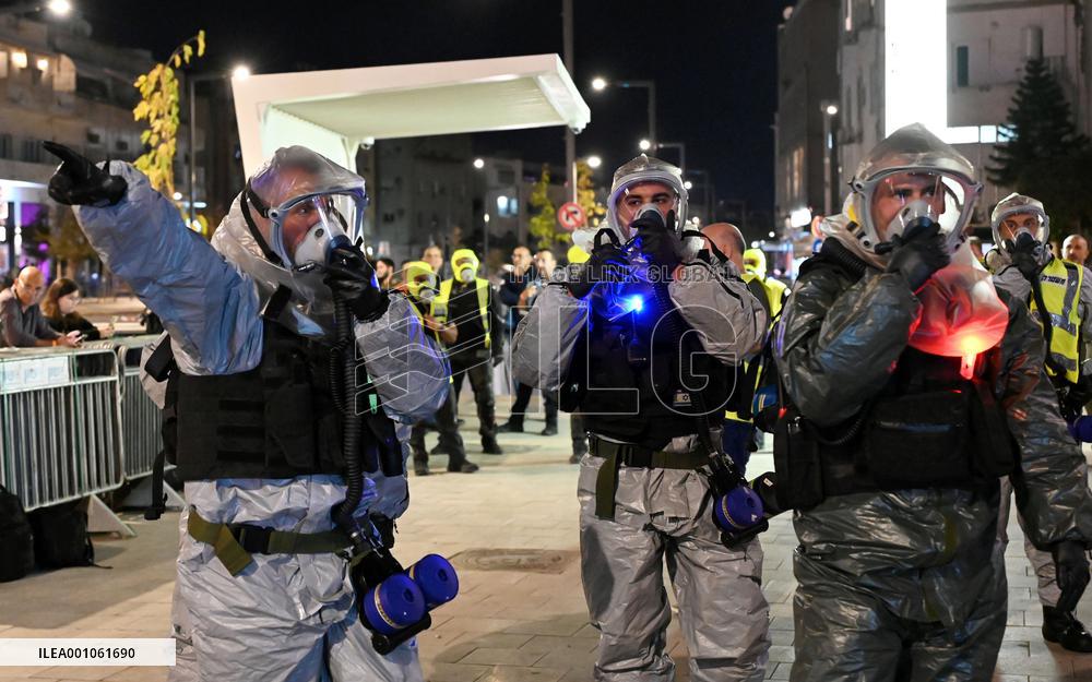 ISRAEL-TEL AVIV-DRILL-CHEMICAL ATTACK