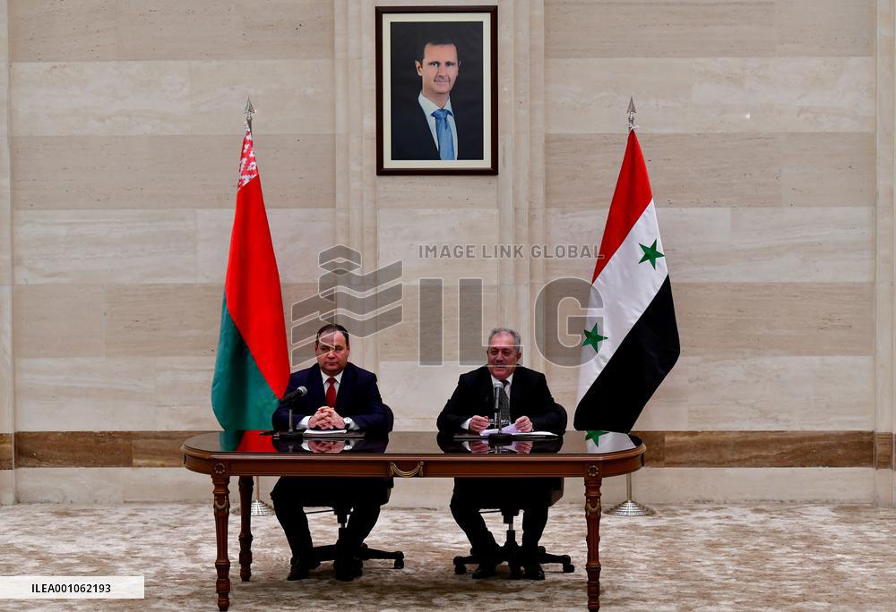 SYRIA-DAMASCUS-PM-BELARUS-PM-MEETING