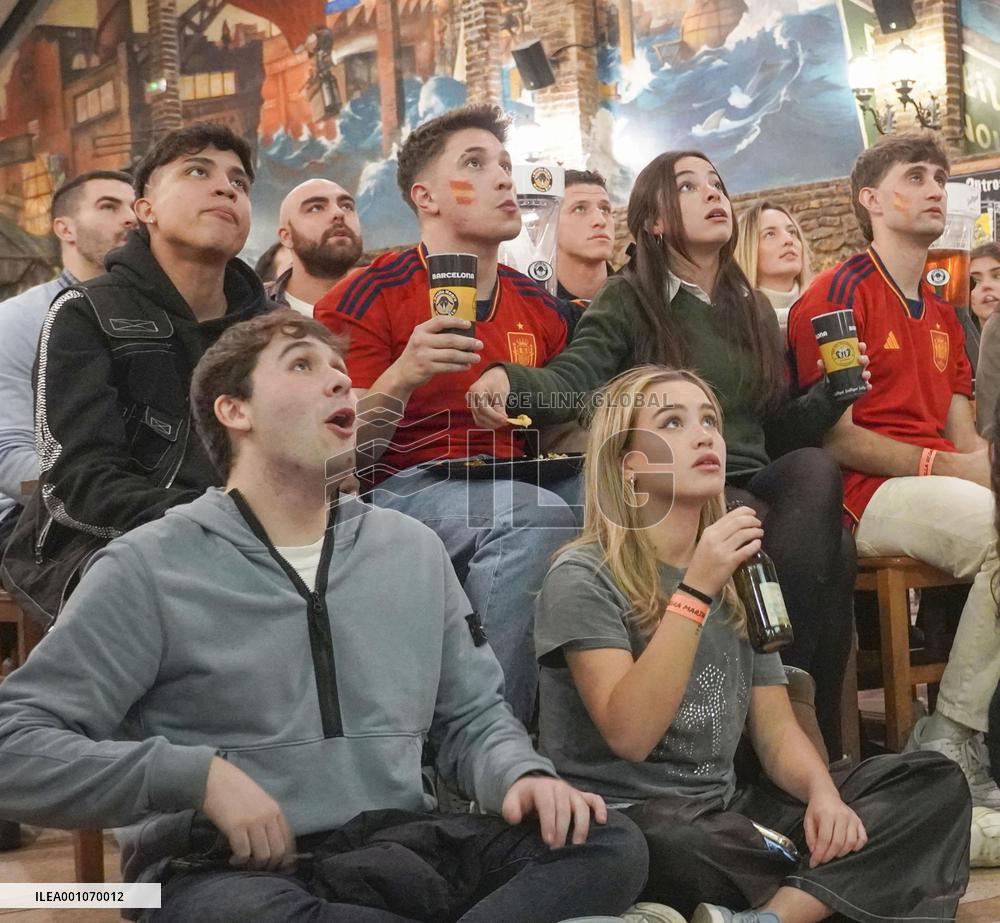 Scene from Spain during football World Cup in Qatar
