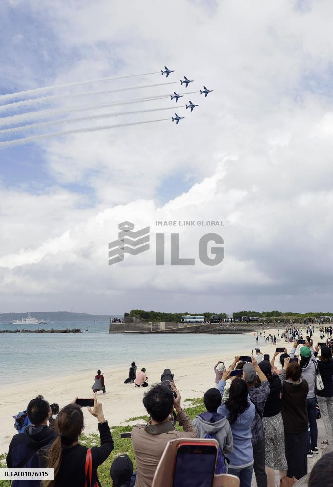 Blue Impulse flyover on southern Japan island