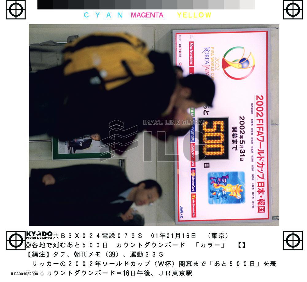 Countdown board shows 500 days to 2002 World Cup