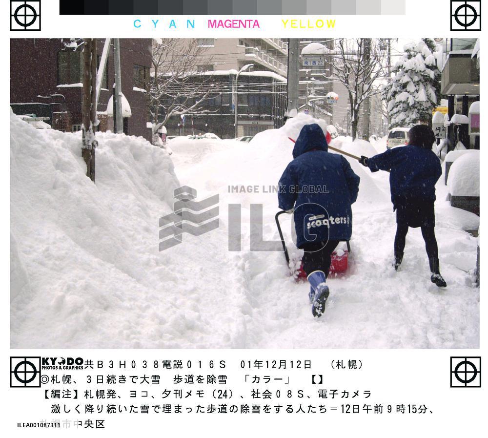 Heavy snowfall continues in Hokkaido, paralyzes transport