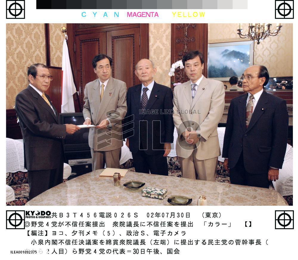 Opposition submits no-confidence motion against Koizumi