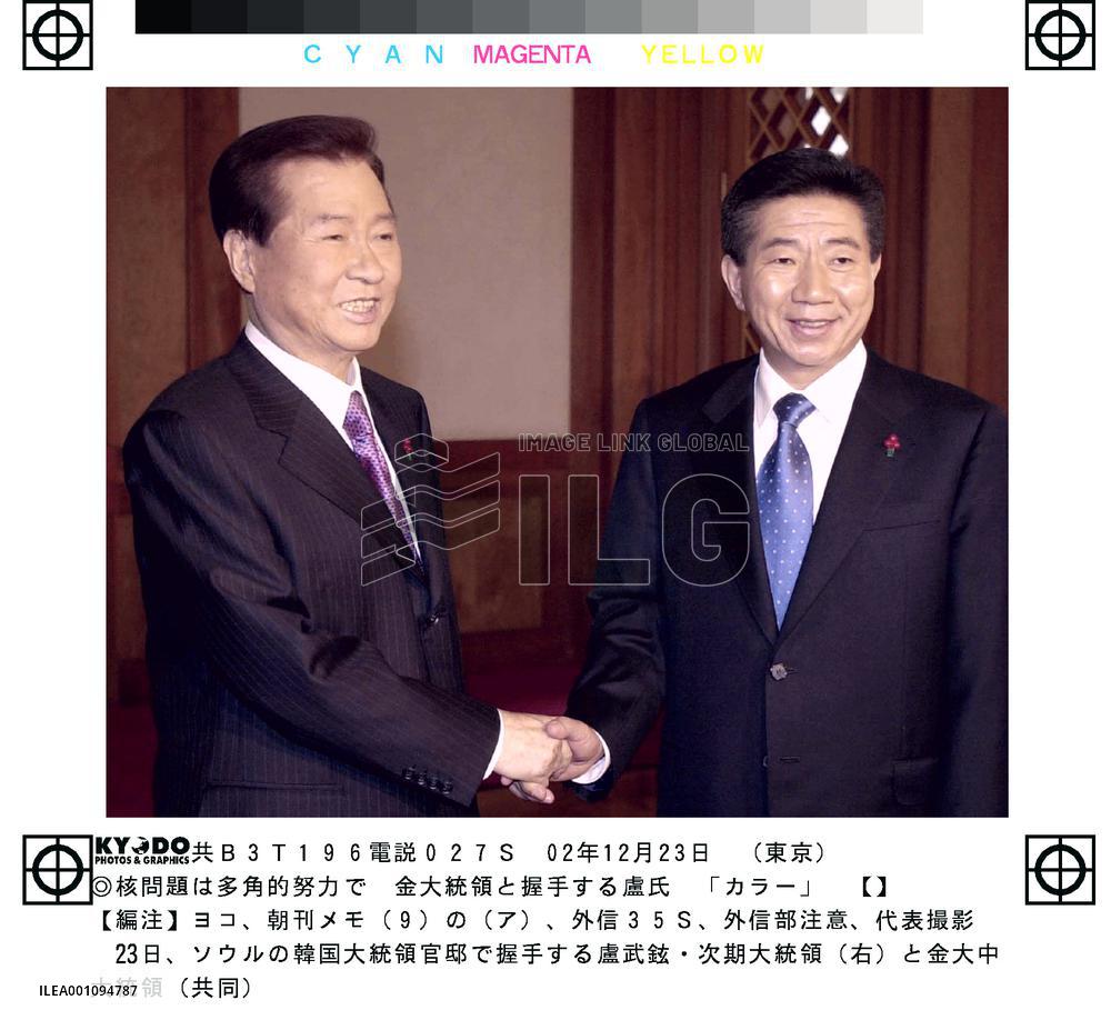 S. Korea's President-elect Roh meets with President Kim