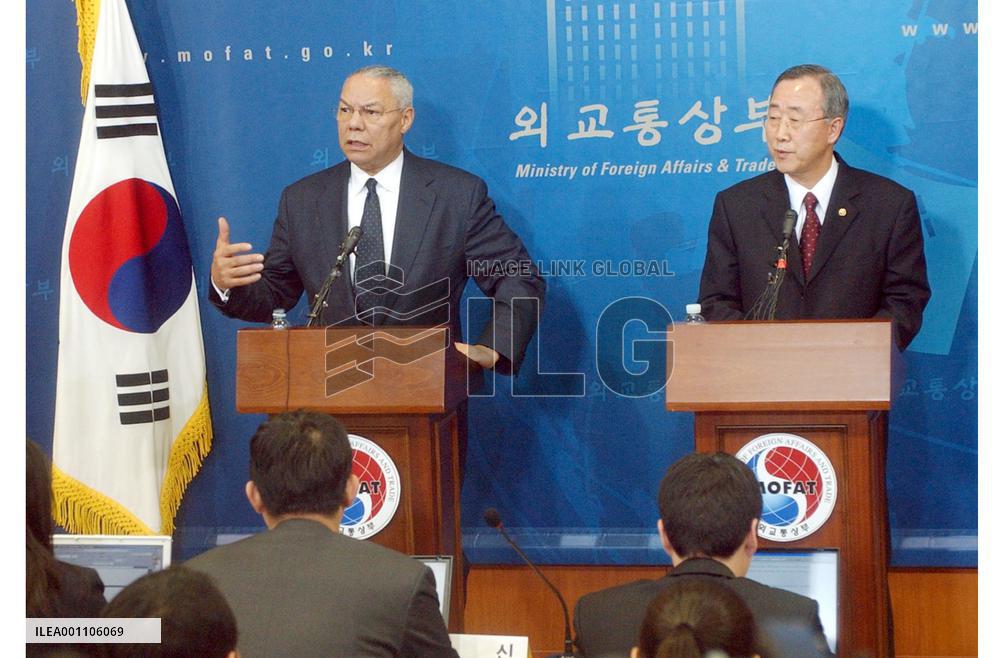 (2)Powell meets with Ban in Seoul