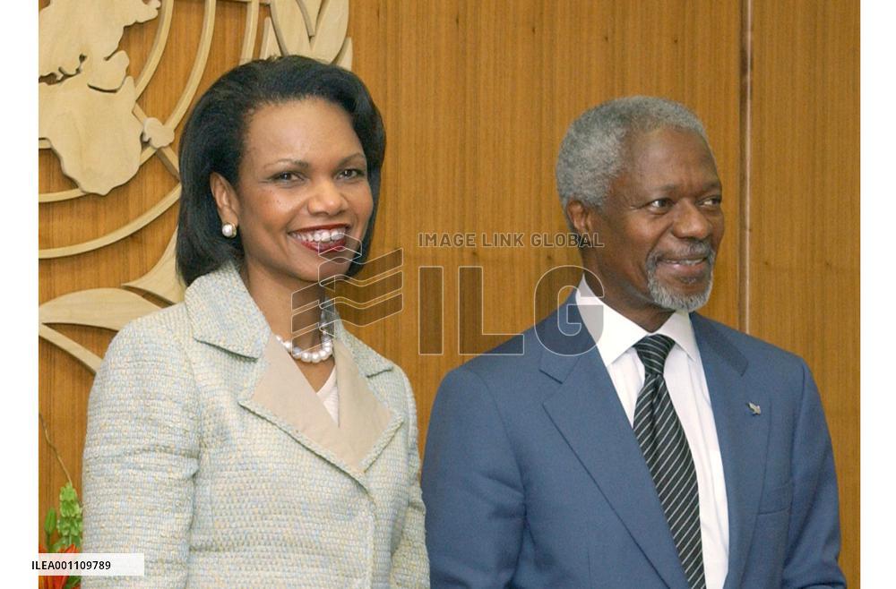 Rice discusses U.N. reform with Annan