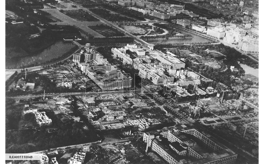 Scorched land surrounding Hibiya Park in Tokyo