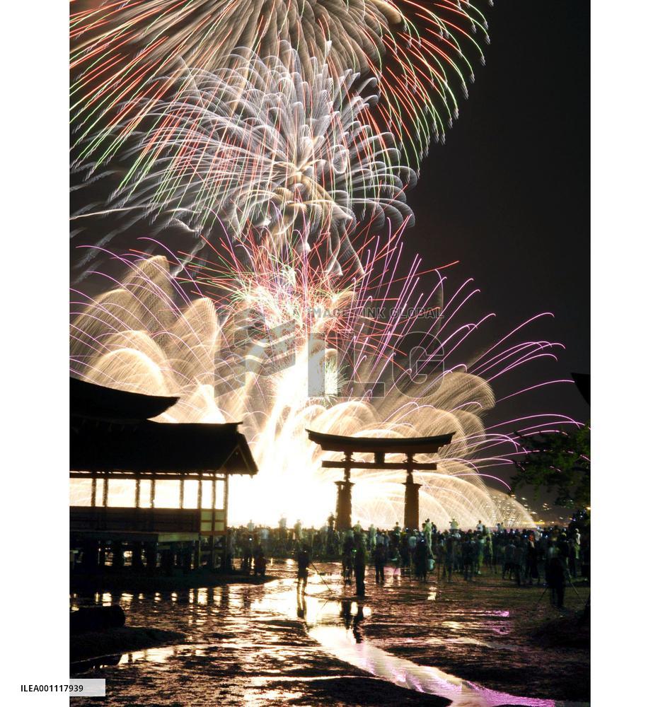Fireworks at Itsukushima Shrine in Miyajima