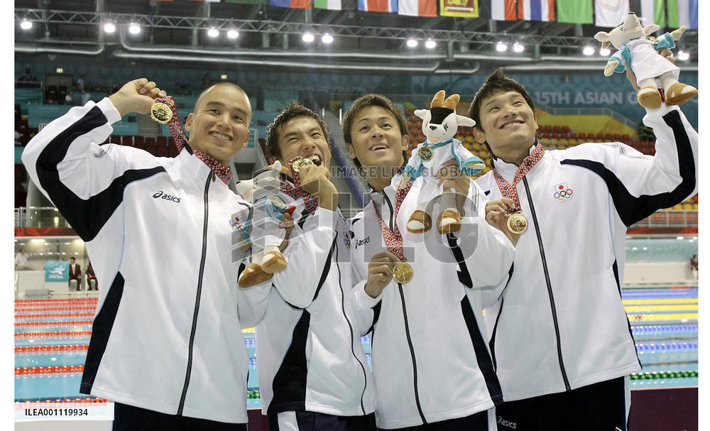 Japan wins in men's 4x200 relay in Asian Games