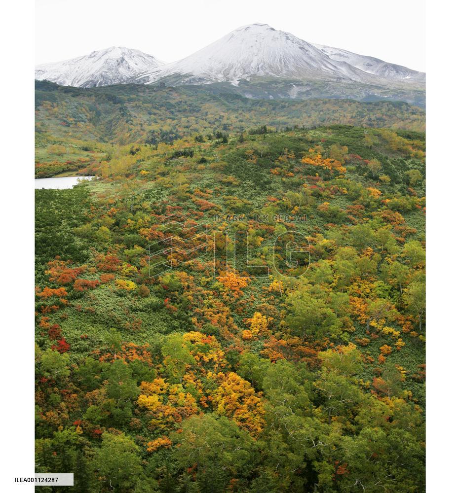 Daisetsu mountain range in Hokkaido covered with snow