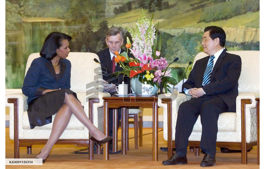 Rice meets with Chinese President Hu
