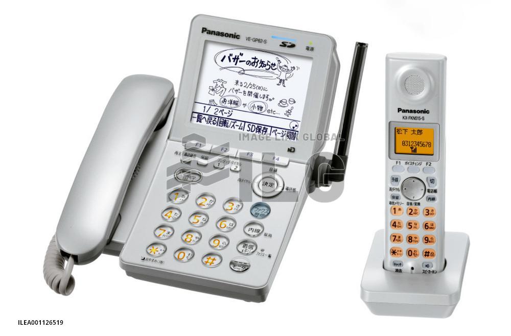 Matsushita cord phone set receives incoming fax on screen