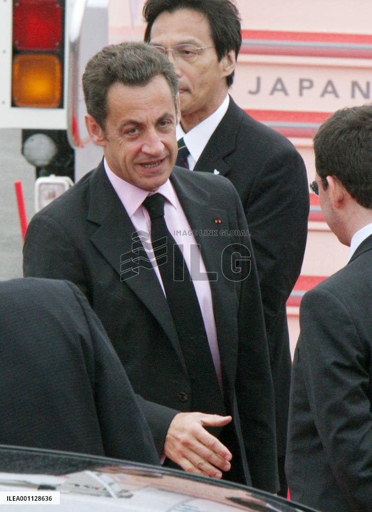 French President Sarkozy arrives in Japan for G-8 summit