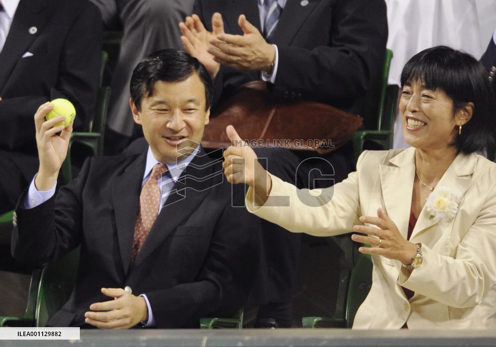 Crown Prince Naruhito watches Toray Pan Pacific Open tennis