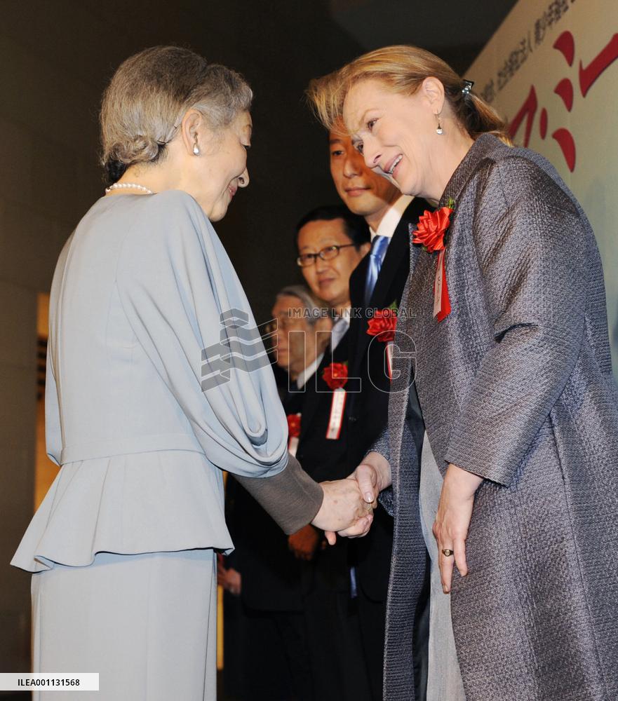Empress Michiko watches charity preview of Mamma Mia movie