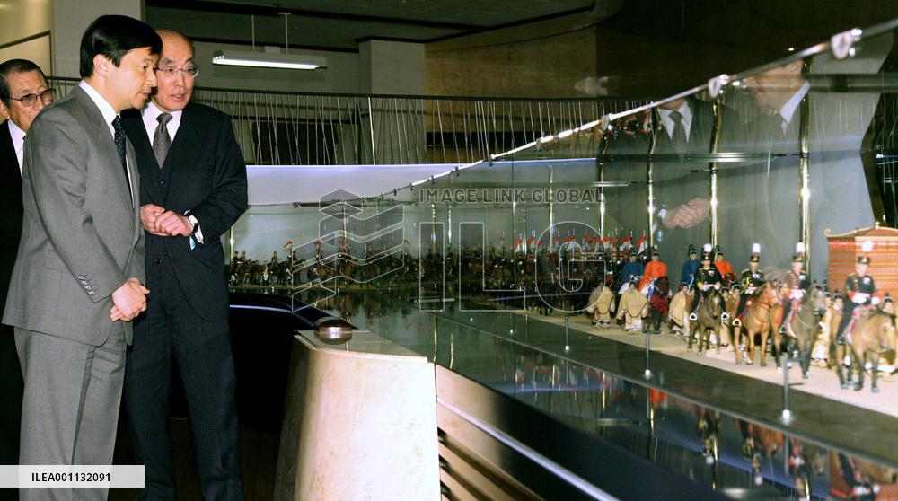 Crown Prince Naruhito visits Emperor Showa Memorial Museum