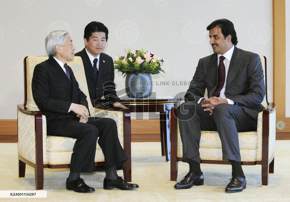 Emperor Akihito meets with Qatar Crown Prince Tamim