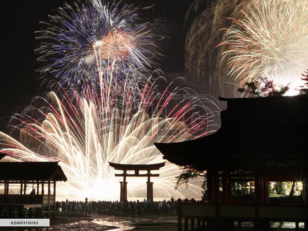 Fireworks at Itsukushima Shrine in Miyajima