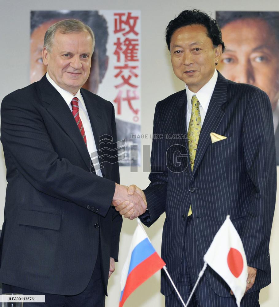 DPJ President Hatoyama talks with Russian envoy Bely