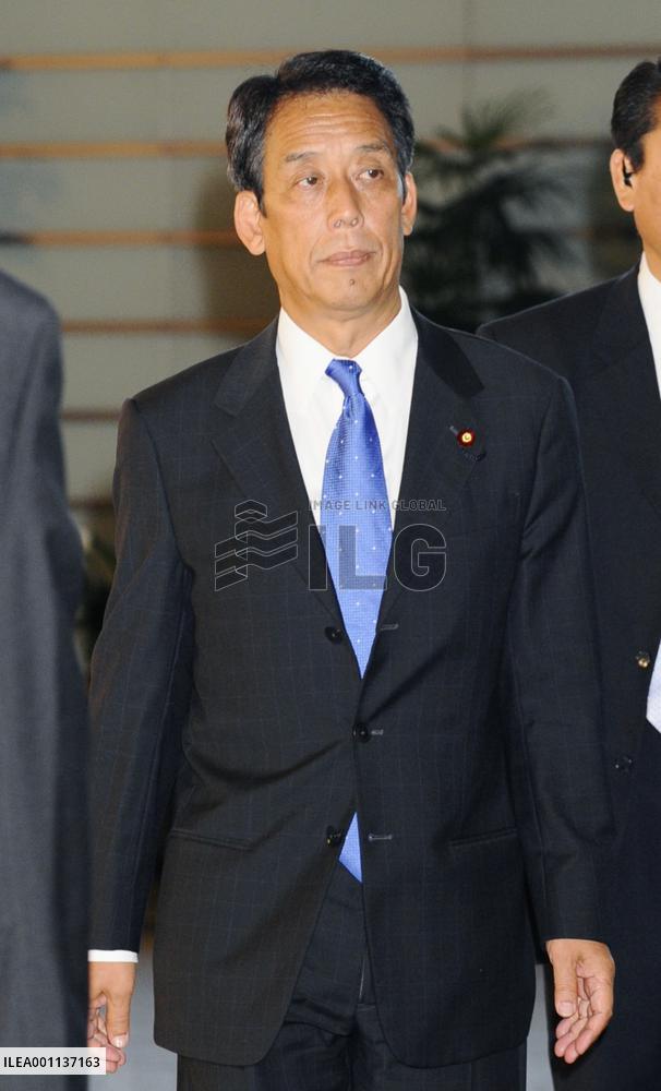 Education minister Kawabata arrives at premier's office