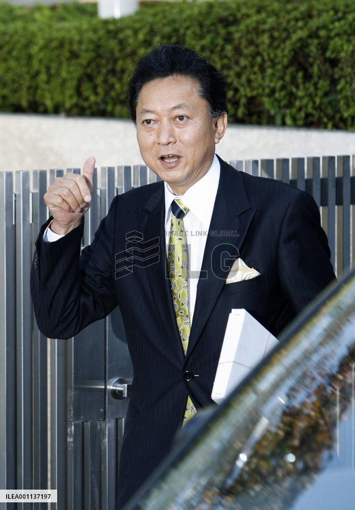 New PM Hatoyama leaves home for work
