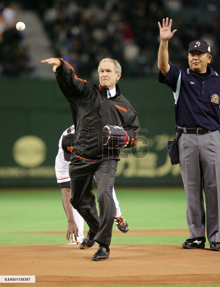 Bush throws at Japan baseball
