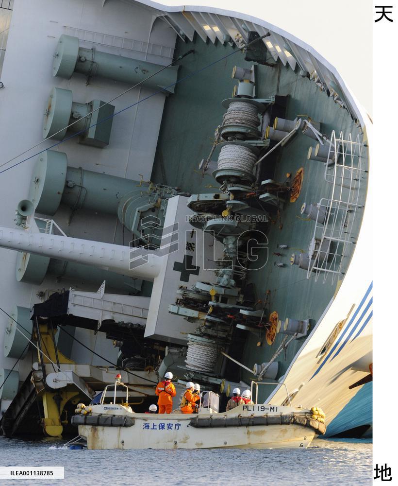 Overturned Japanese ferry inspected