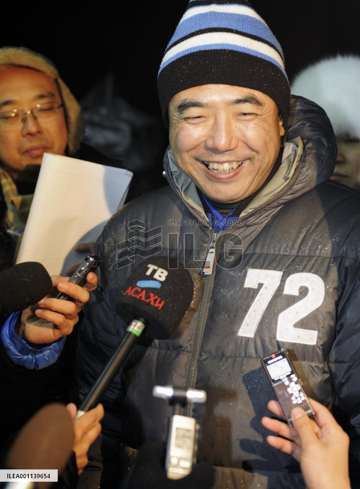 Astronaut Furukawa smiles after Soyuz's liftoff from Kazakhstan