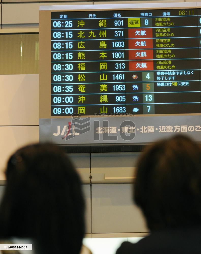 Strong winds in Tokyo, vicinity disrupt air, railway transport