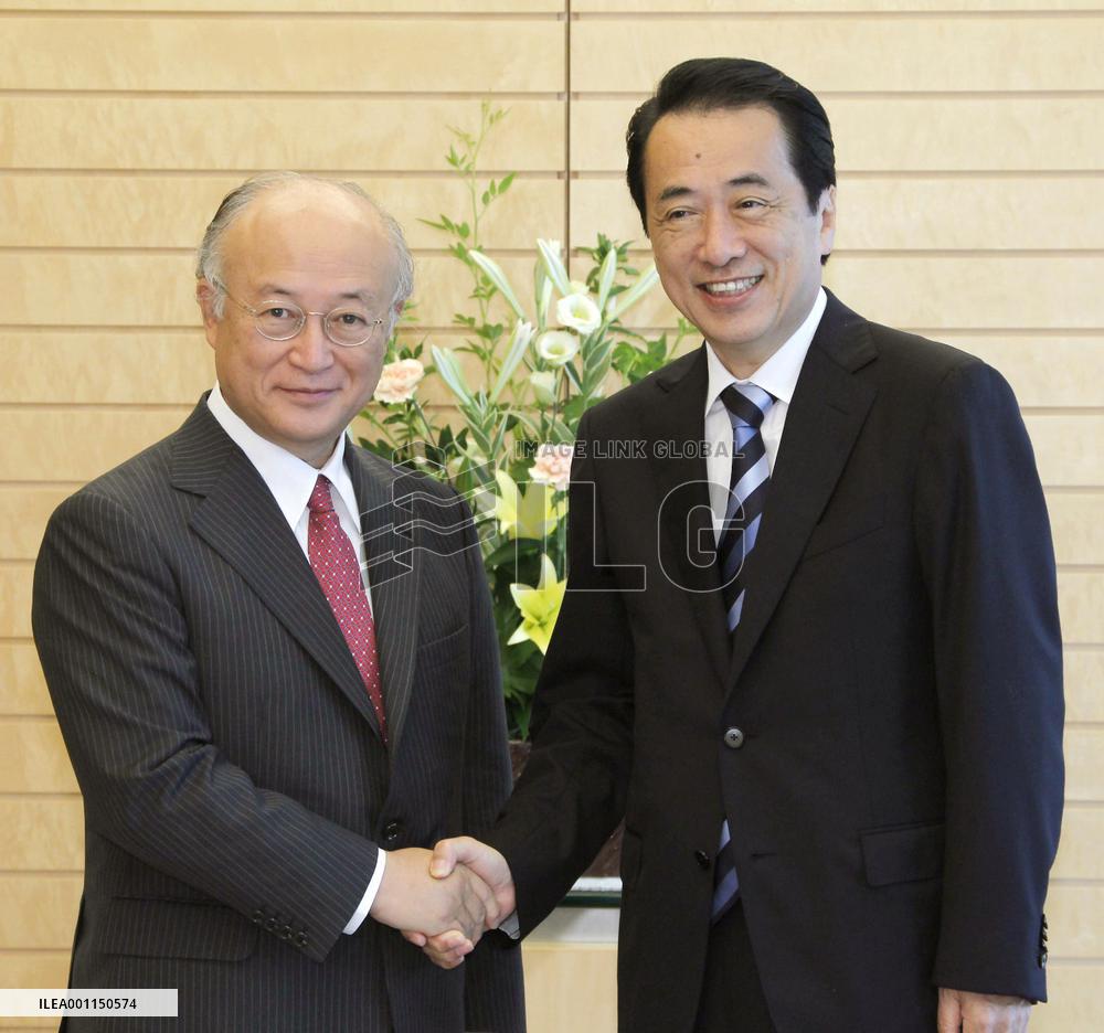 IAEA chief Amano meets with Japan PM Kan