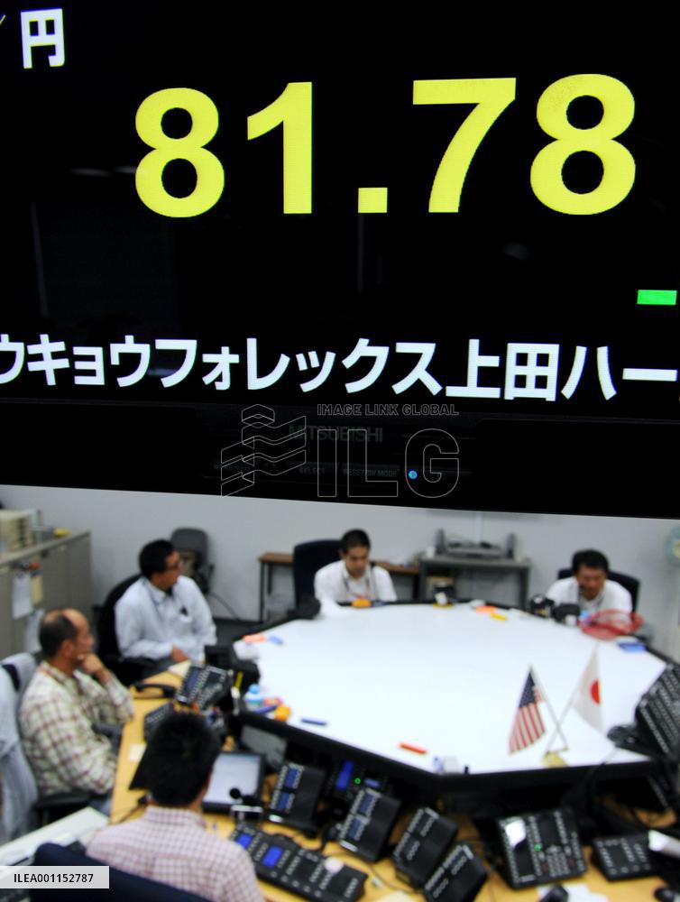 Dollar falls below 82-yen line