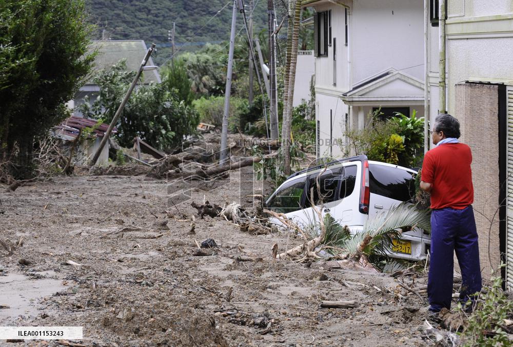 Aftermath of rain and mudslides in Amami