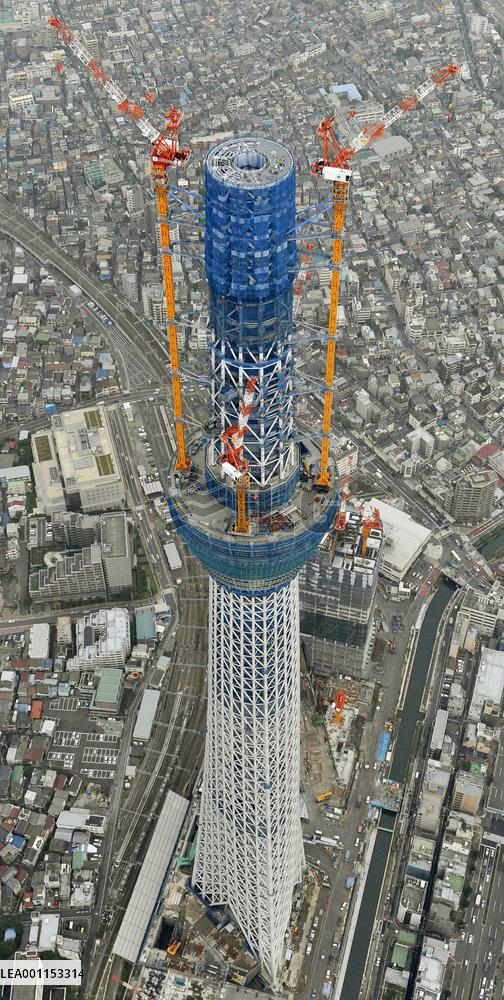 Tokyo Sky Tree reaches 497 meters high