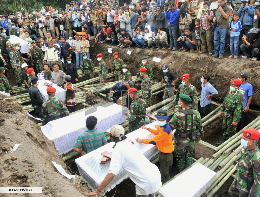 Damage from Mt. Merapi eruption in Indonesia