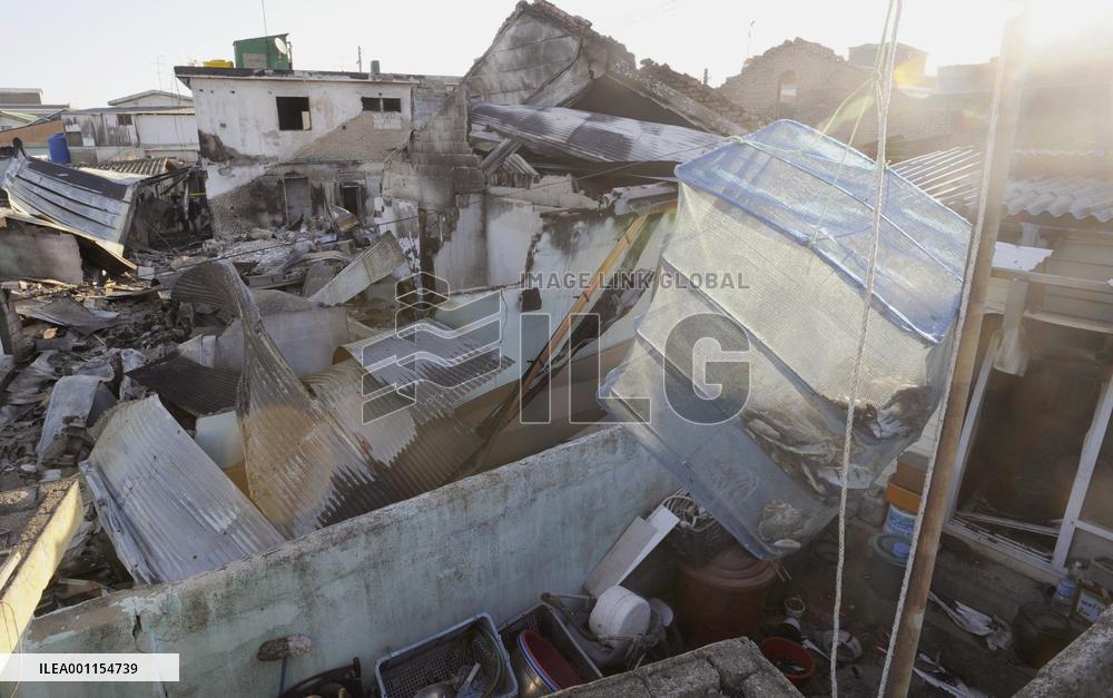Destroyed houses on Yeonpyeong Island