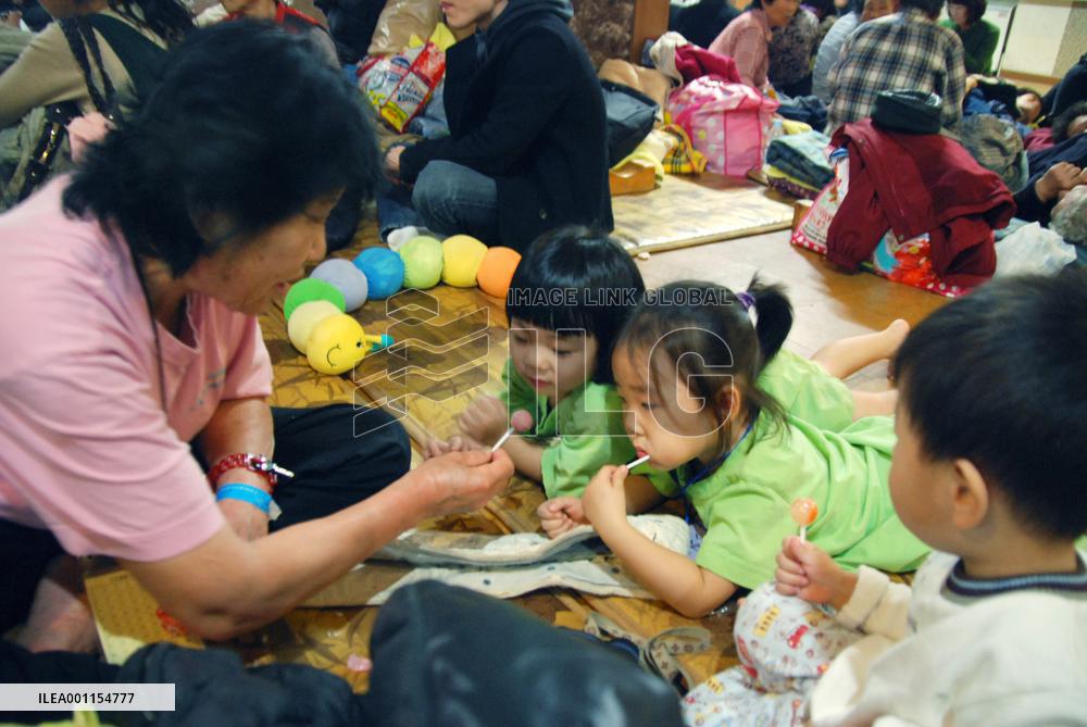 Evacuees from Yeonpyeong Island