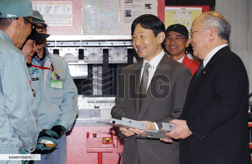 Crown Prince Naruhito at machinery manufacturer