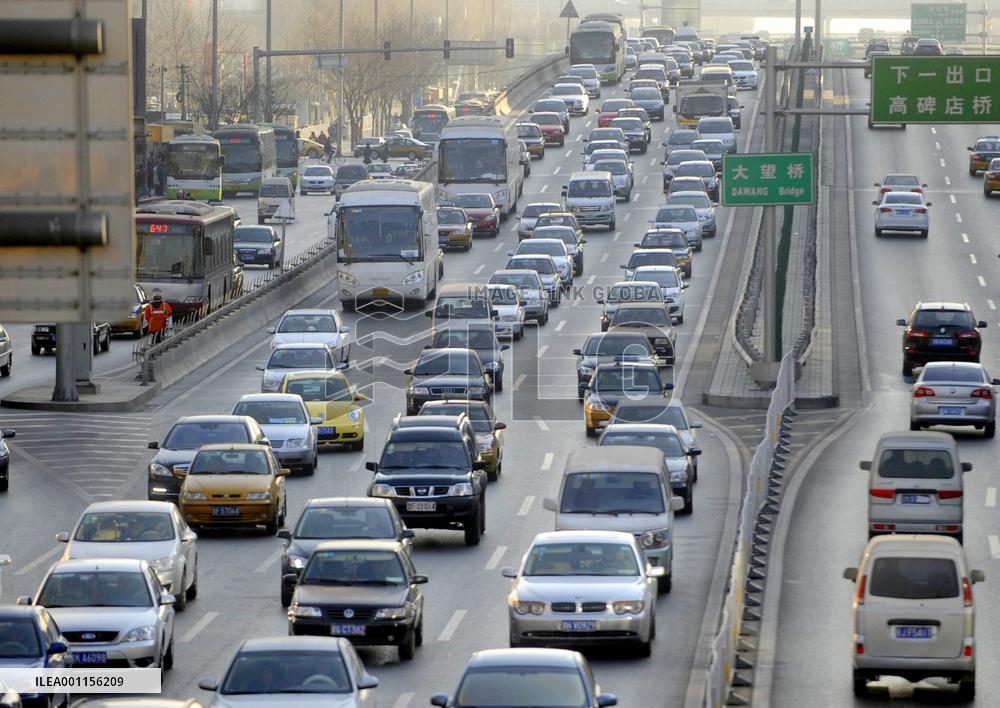 Rush hour traffic in Beijing
