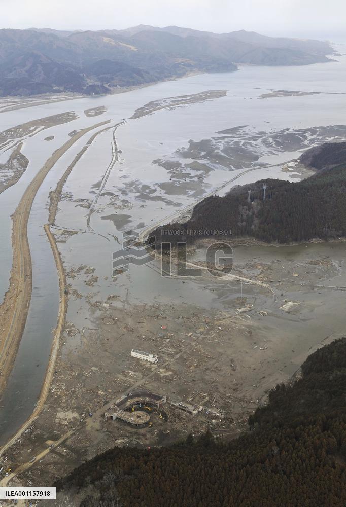 Tsunami-hit Kitakami River bank