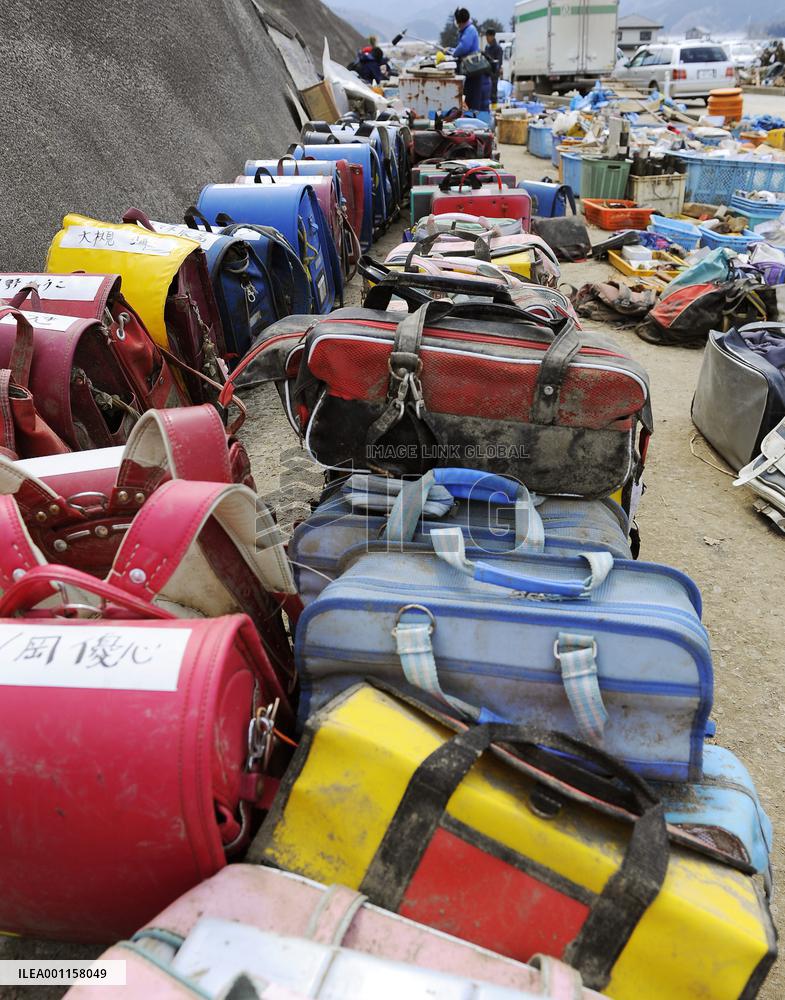 Tsunami-swept school bags
