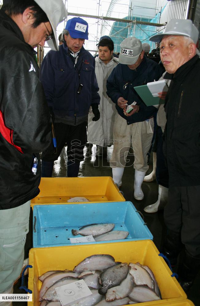 1st fish auction in Miyako after quake