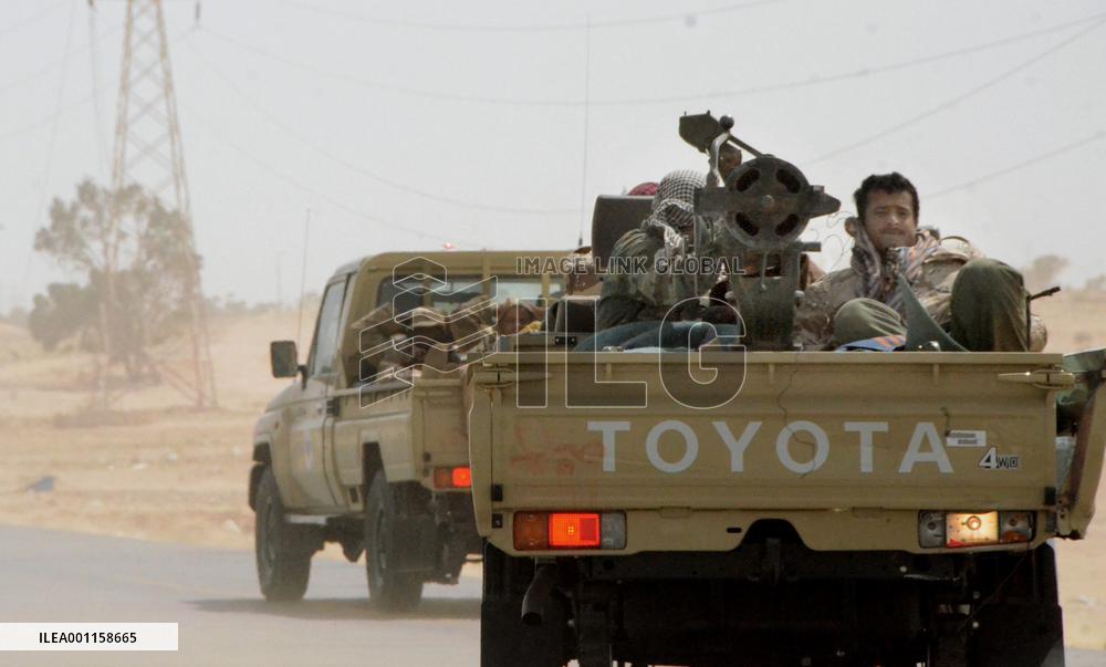 Libyan rebel fighters in Ajdabiya