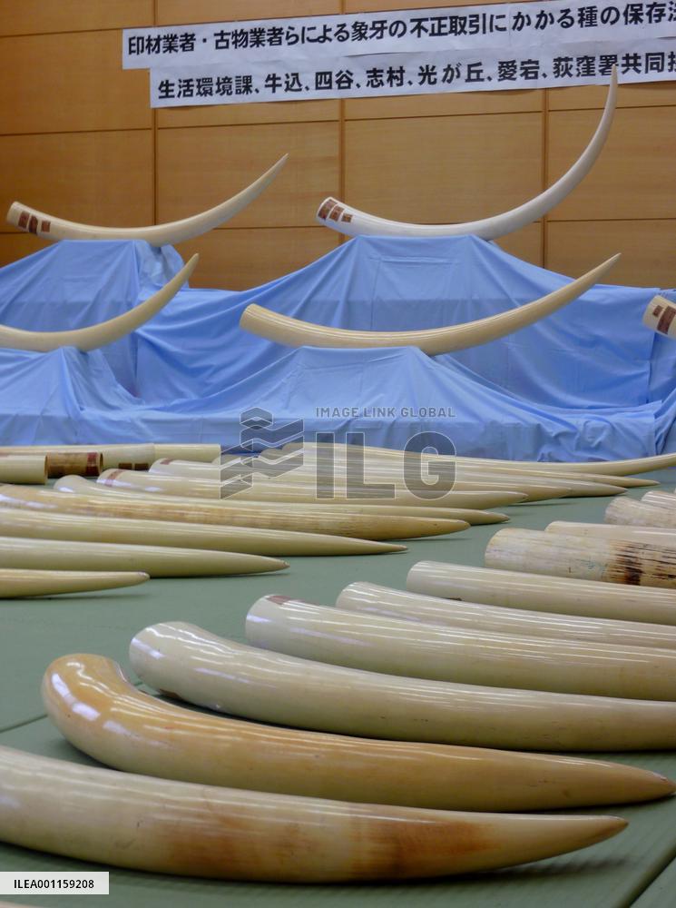 Confiscated ivory at police station