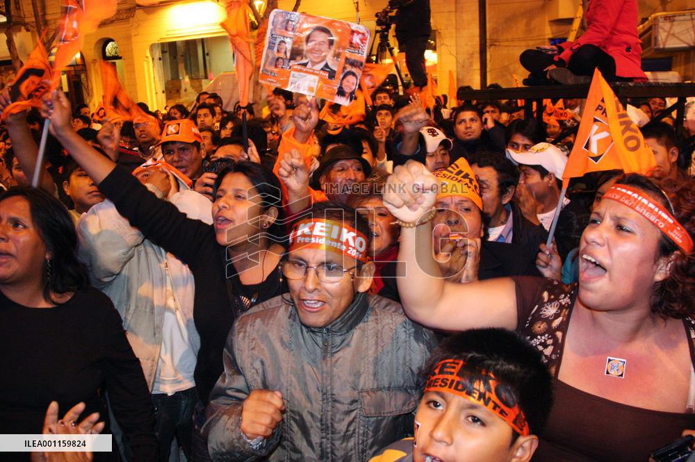 Fujimori supporters in Lima