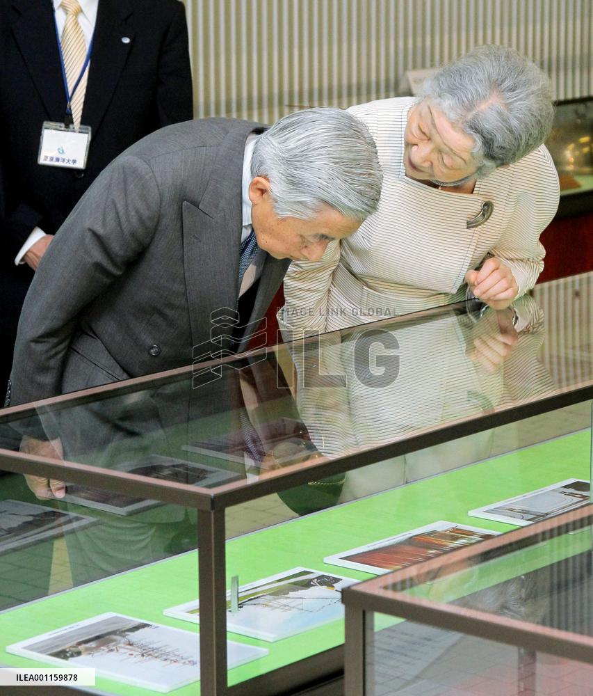 Emperor, empress at Meiji-maru exhibition