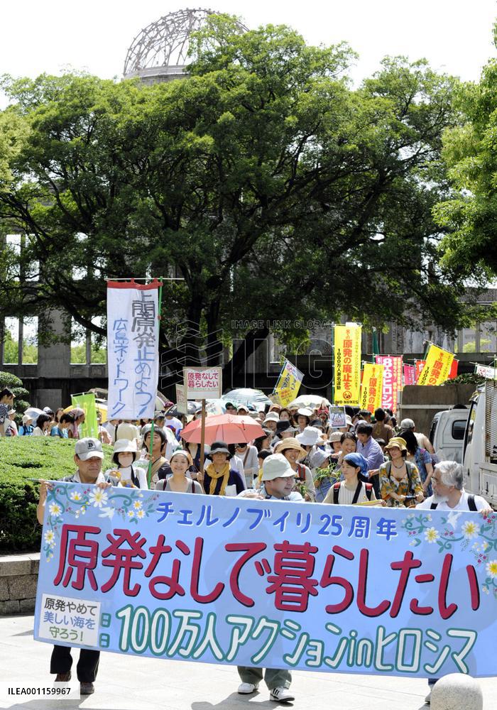 Antinuclear plant rally in Hiroshima
